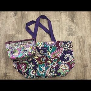 Vera Bradley Tote with matching large pouch